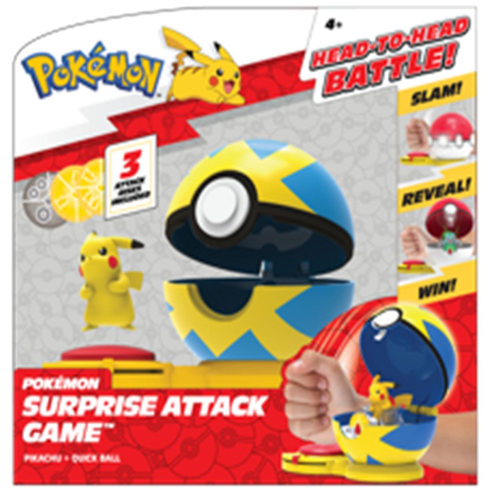 Bandai - Pokémon - Poké Ball attaque surprise - Jeu combat - 2 Poké Balls avec leur Pokémon et 6 disques d'attaques - Pikachu et Machoc - JW2721 | Votre wishlist sur