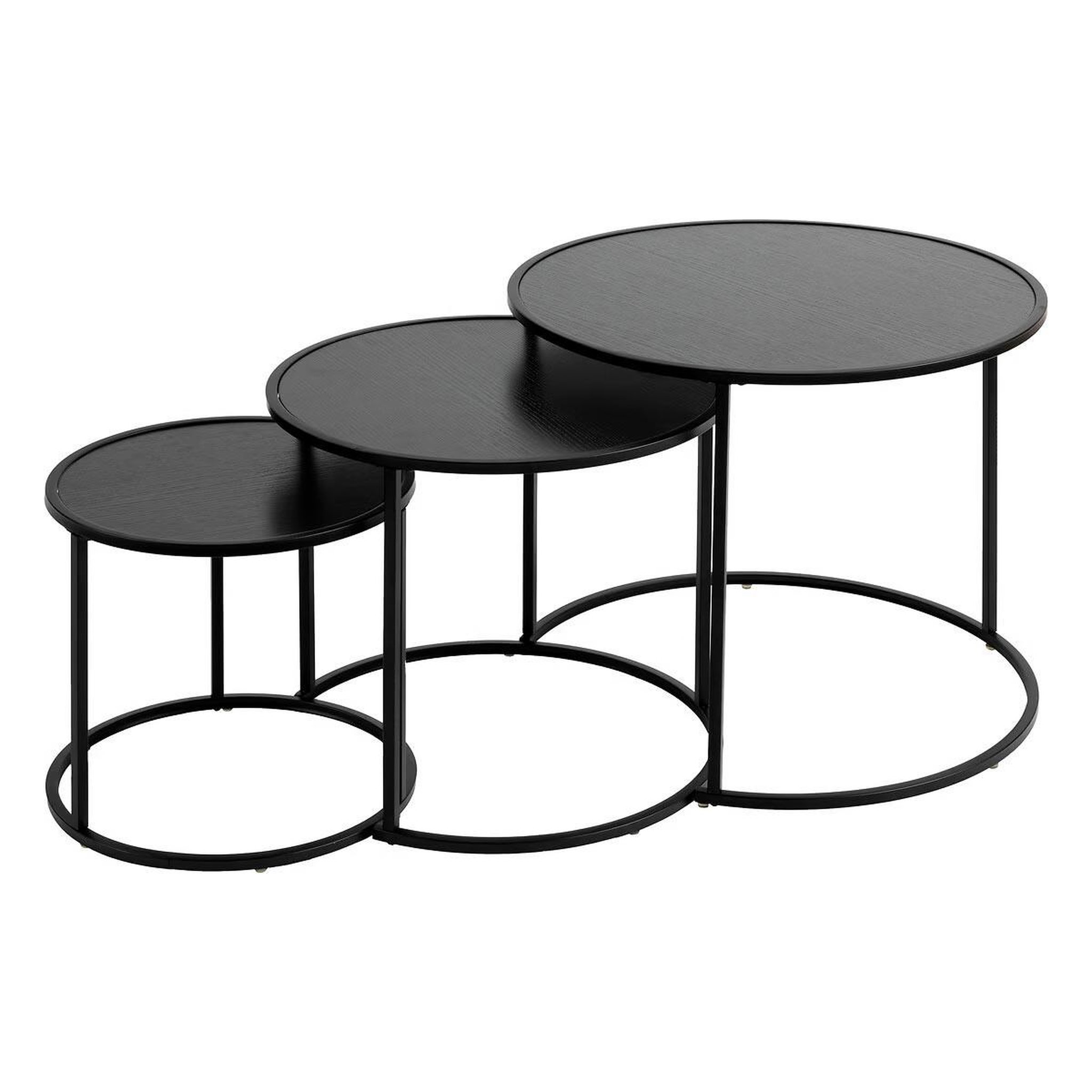 ATMOSPHERA Lot de 3 tables d'appoint gigognes  noan  54cm noir