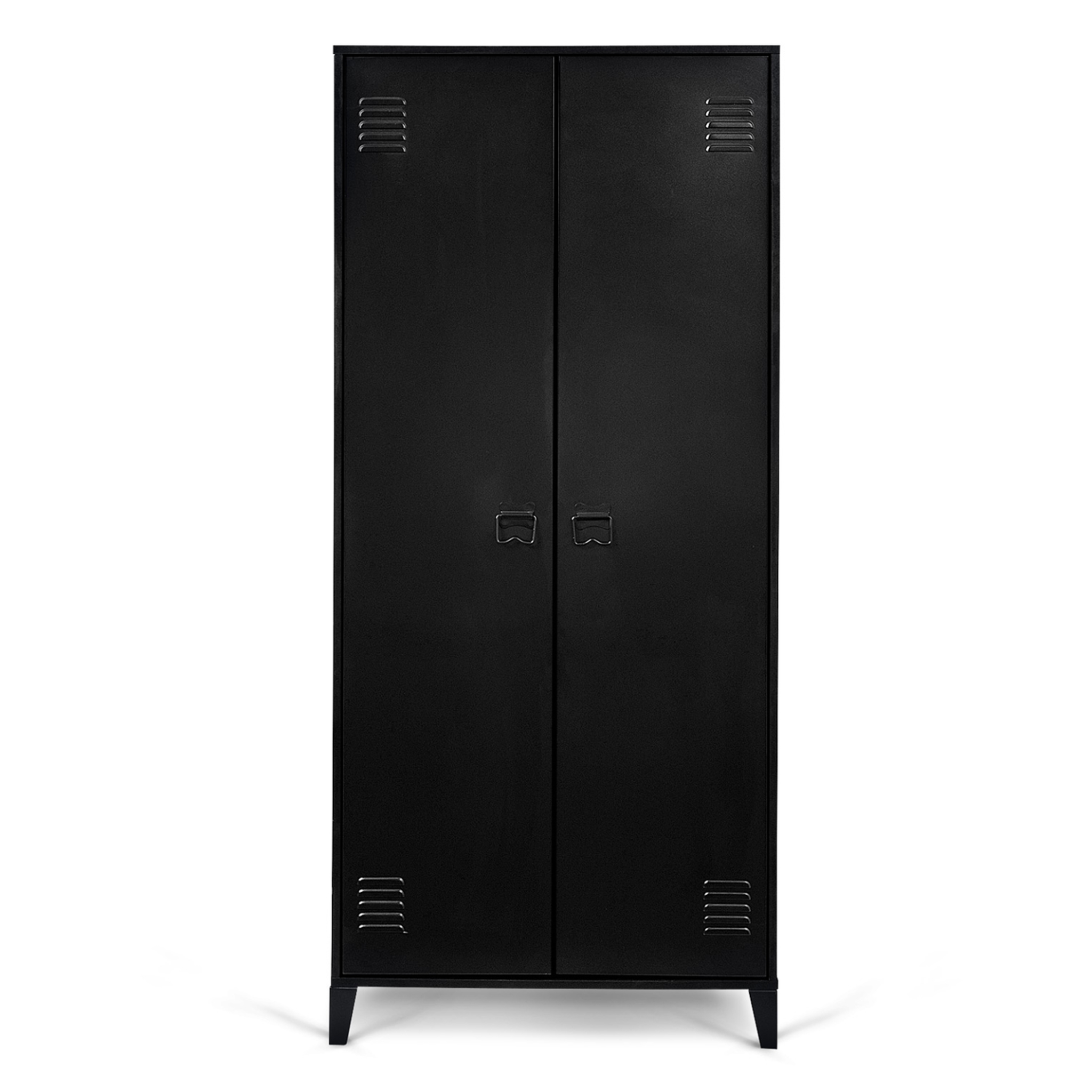 Voir la diapositive 5 : ID MARKET Armoire vestiaire penderie ester 2 portes métal noir design industriel