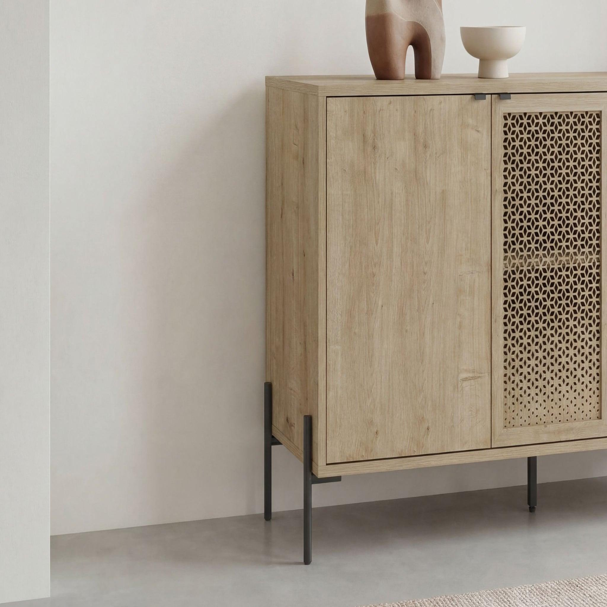 Voir la diapositive 6 : CASANOVA PARIS Stera - buffet 3 portes 125cm en mélamine - chêne clair
