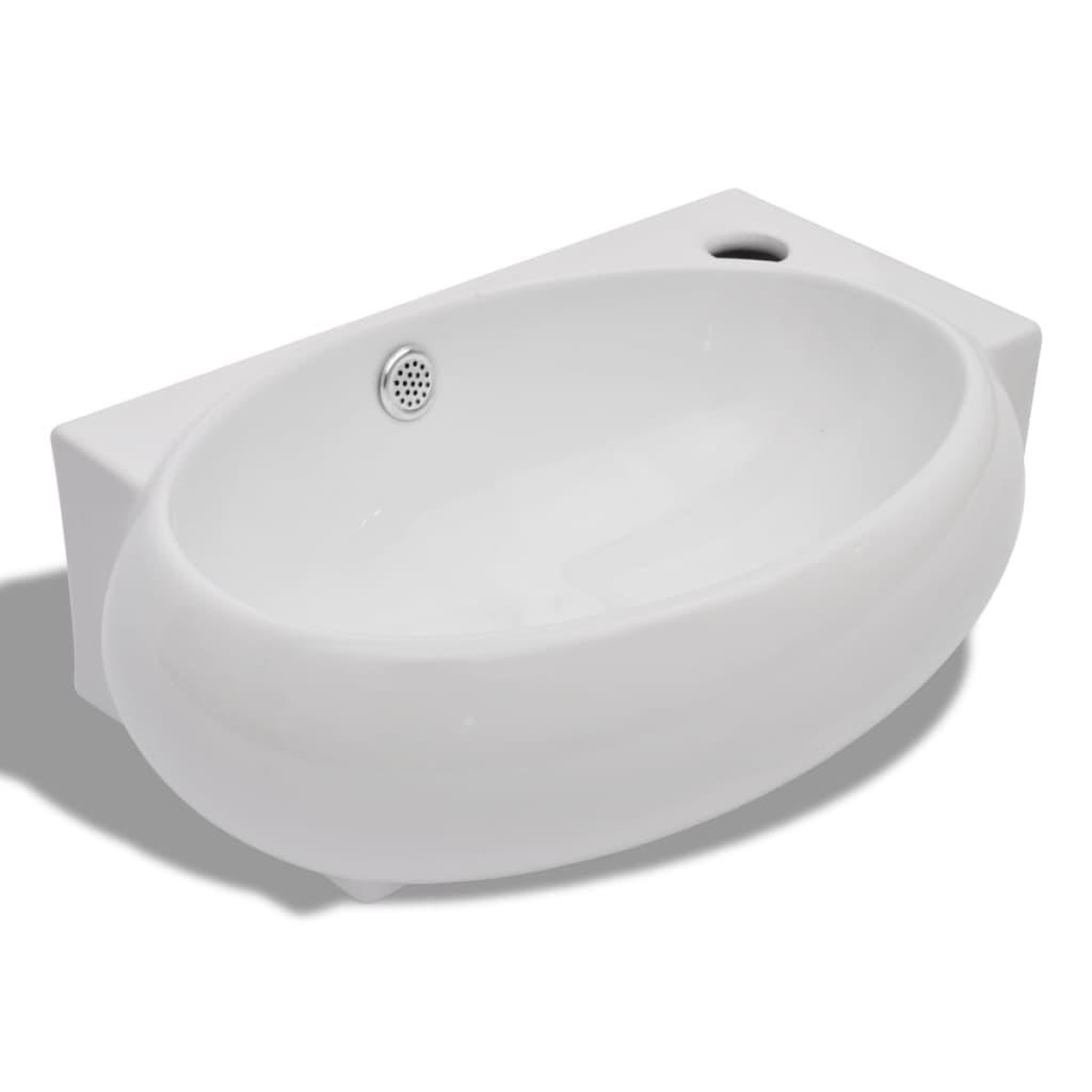 Voir la diapositive 2 : VIDAXL Vasque de salle de bains ceramique blanc avec trou de trop-plein