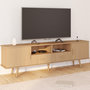Voir la diapositive 2 : ID MARKET Meuble TV 180 cm JULIETTE 2 portes et 2 tiroirs lattes tasseau bois coloris chêne