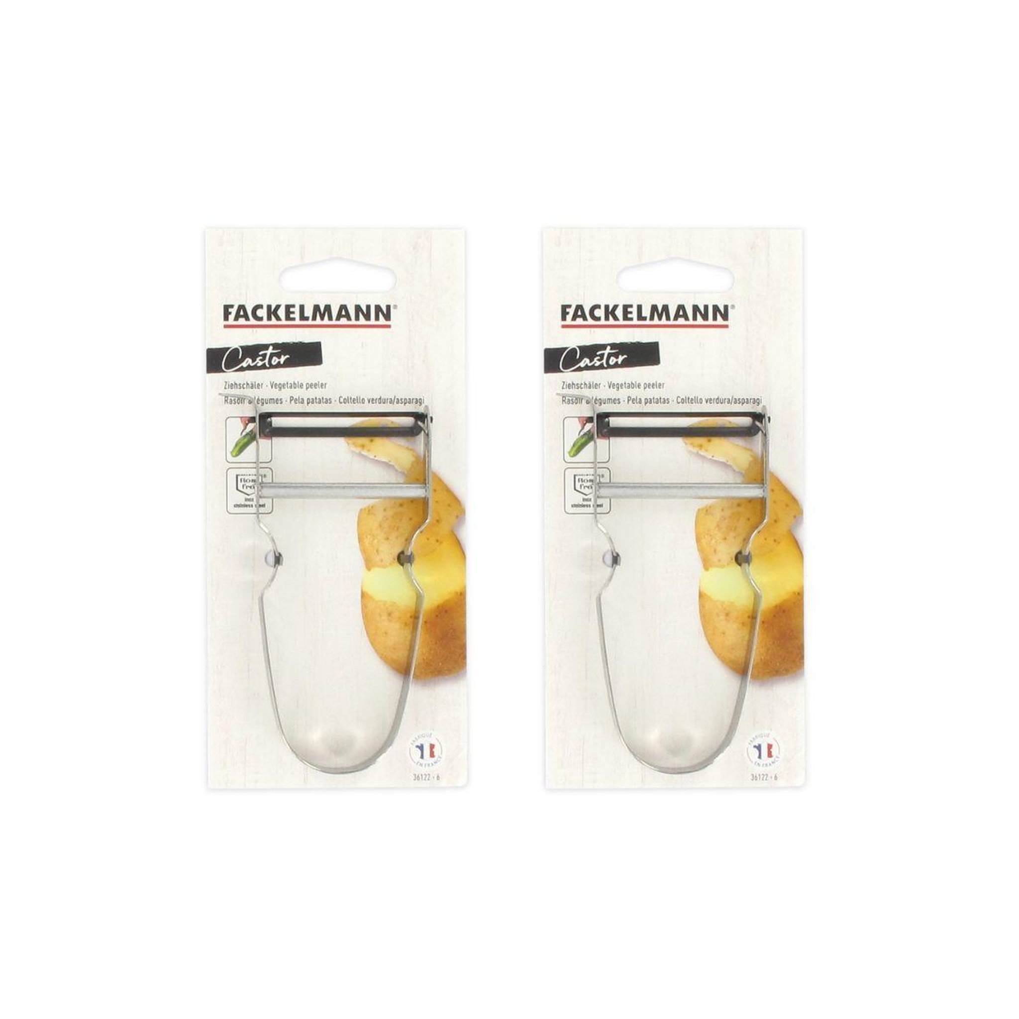Voir la diapositive 5 : Fackelmann Lot de 2 rasoirs à légumes 11 cm castor en inox fackelmann