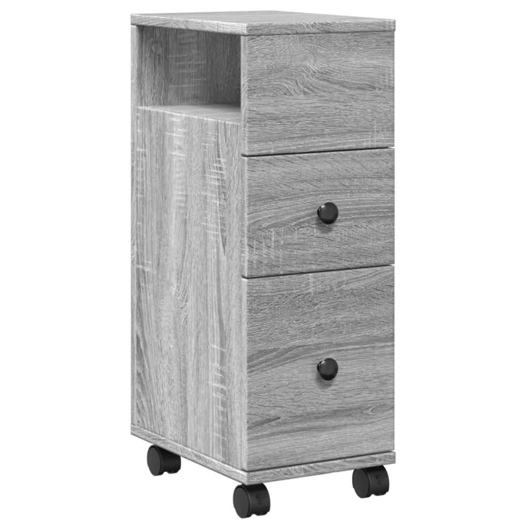 Voir la diapositive 2 : VIDAXL Meuble etroit de salle de bain a roulettes sonoma gris