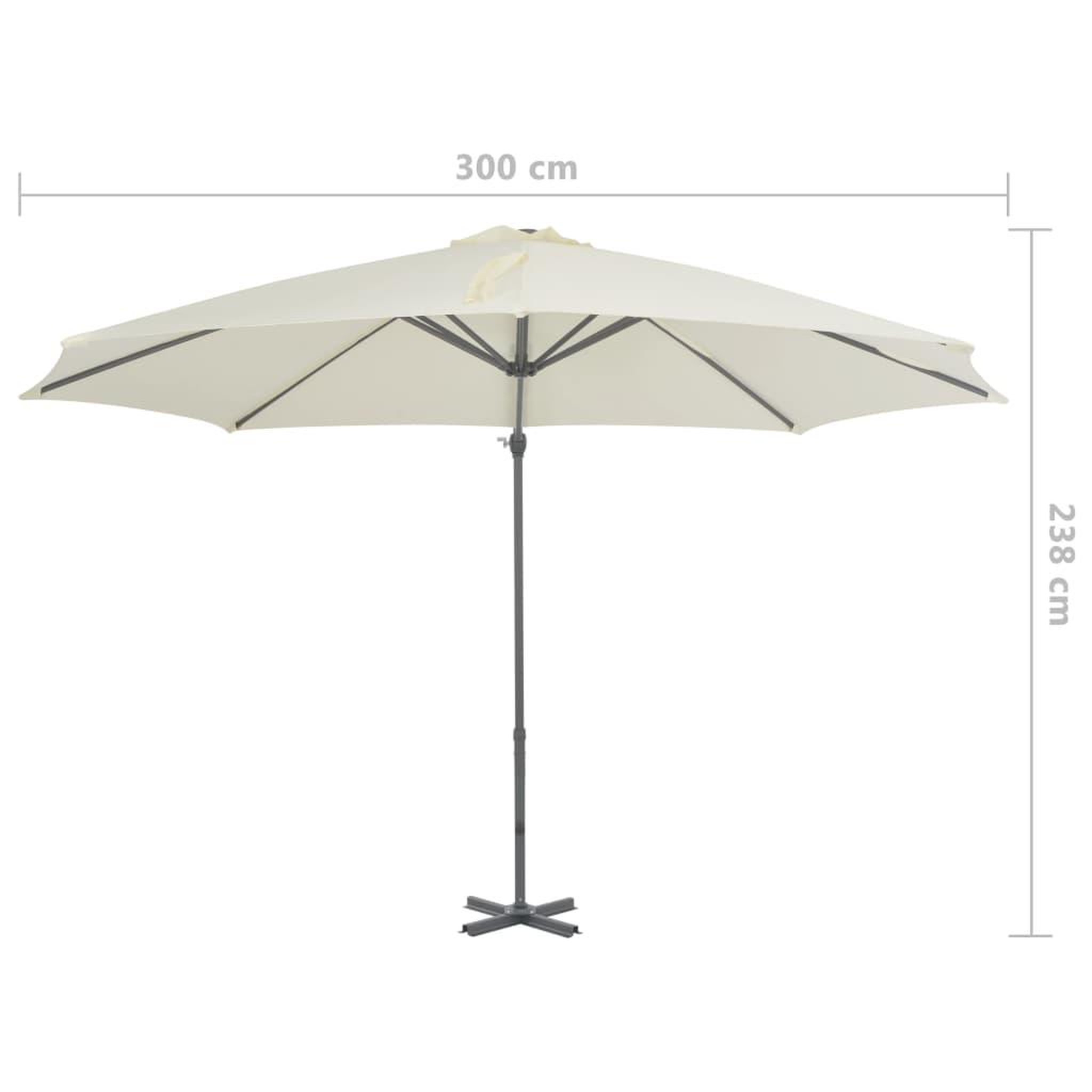 Voir la diapositive 6 : VIDAXL Parasol de jardin en porte-a-faux et poteau en aluminium sable
