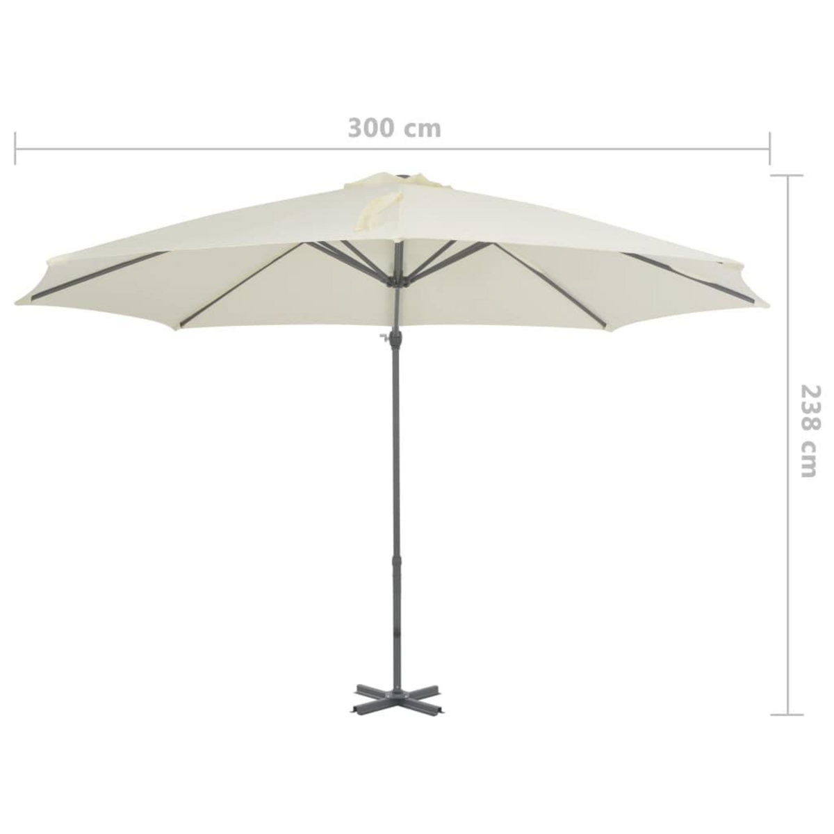 VIDAXL Parasol de jardin en porte-a-faux et poteau en aluminium sable