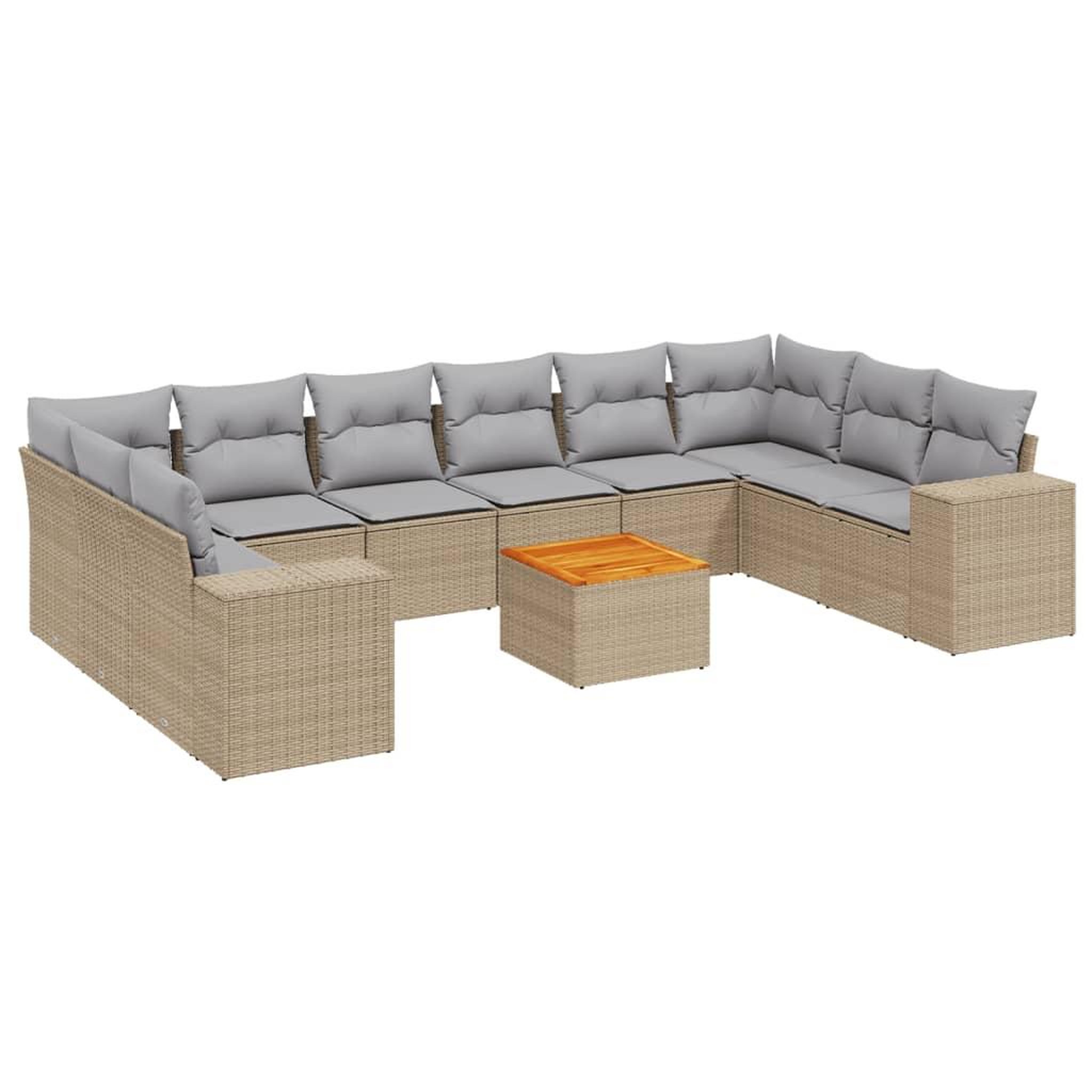 Voir la diapositive 2 : VIDAXL Salon de jardin 11 pcs avec coussins beige resine tressee