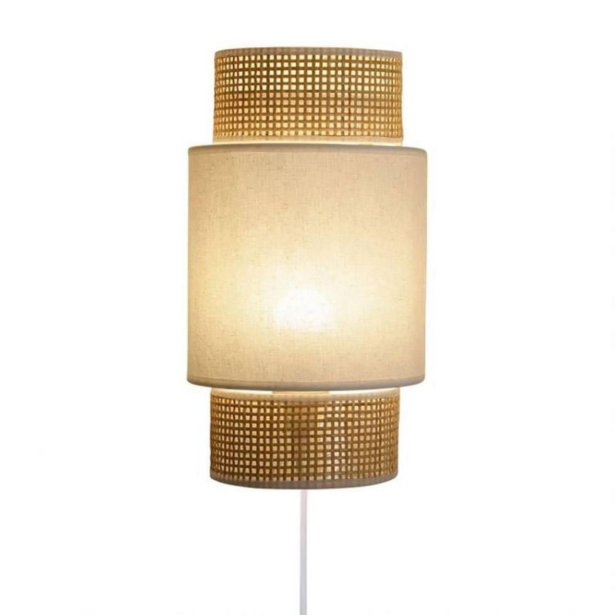 OSTARIA Applique incurvée rotin tissu blanc