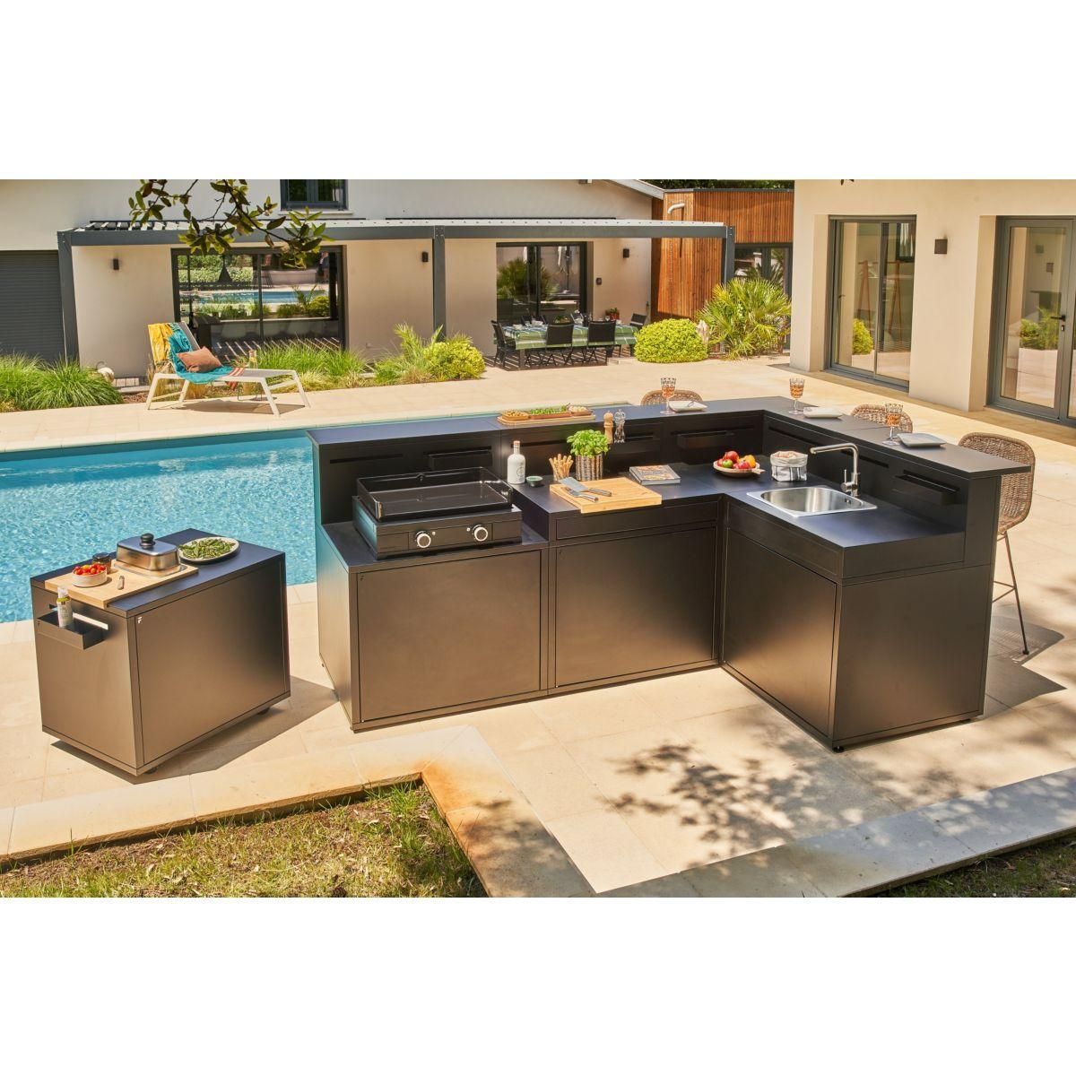 FORGE ADOUR Chariot Plancha DRPAF N Noir Roulant Acier Fermé  colmpatible plancha 80 cm DRPAF N Roulant Plancha Acier Fermé Noir