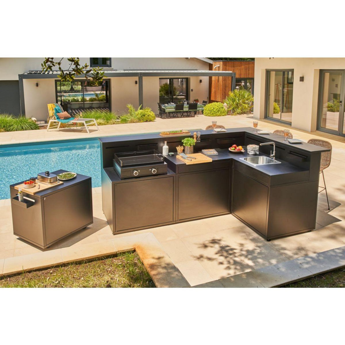 FORGE ADOUR Chariot Plancha DRPAF N Noir Roulant Acier Fermé  colmpatible plancha 80 cm DRPAF N Roulant Plancha Acier Fermé Noir