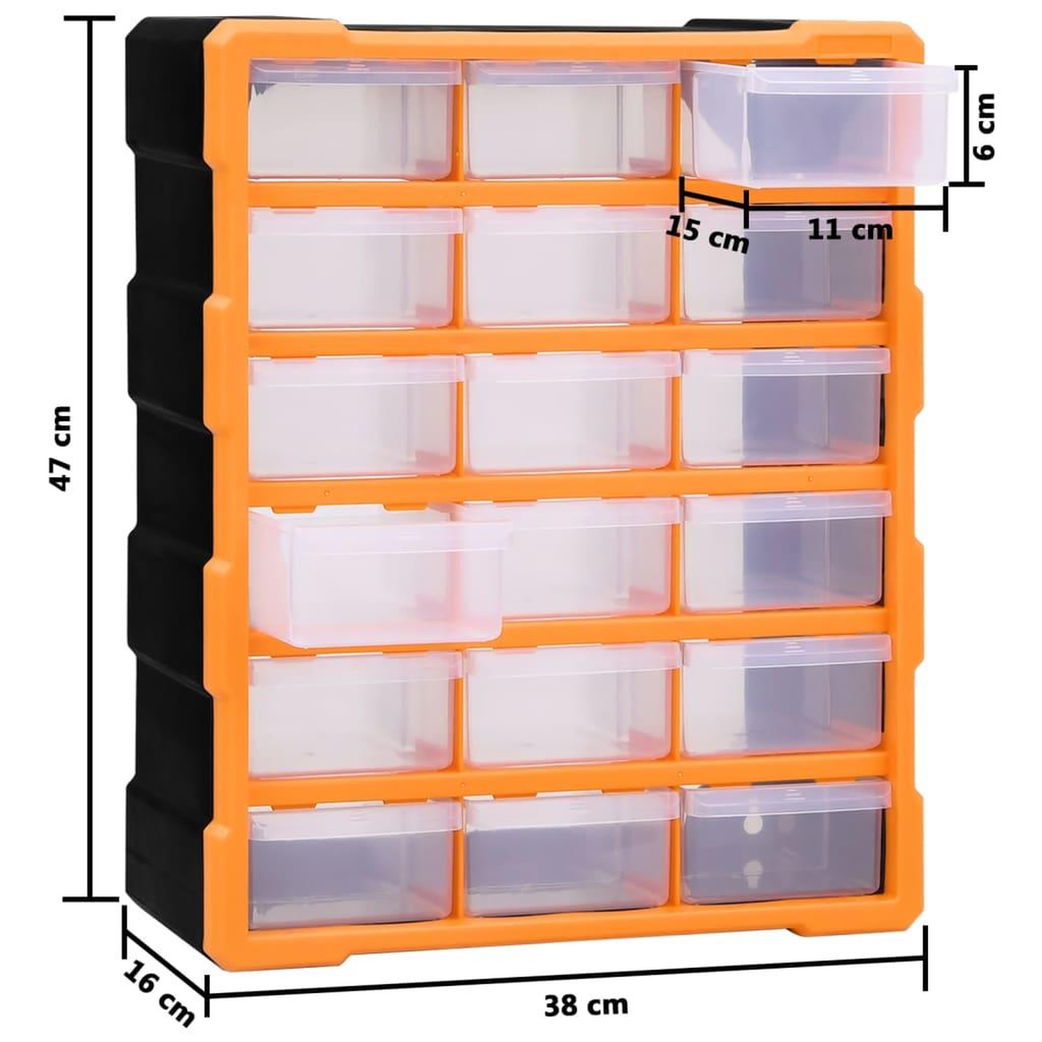 Voir la diapositive 6 : VIDAXL Organisateur multi-tiroirs avec 18 tiroirs centraux 38x16x47 cm