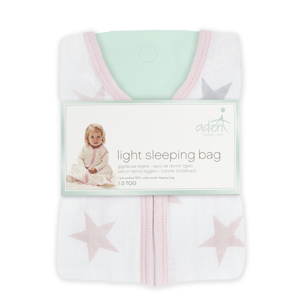 ADEN & ANAIS Gigoteuse été 0-6 mois en mousseline 100% coton Doll rose