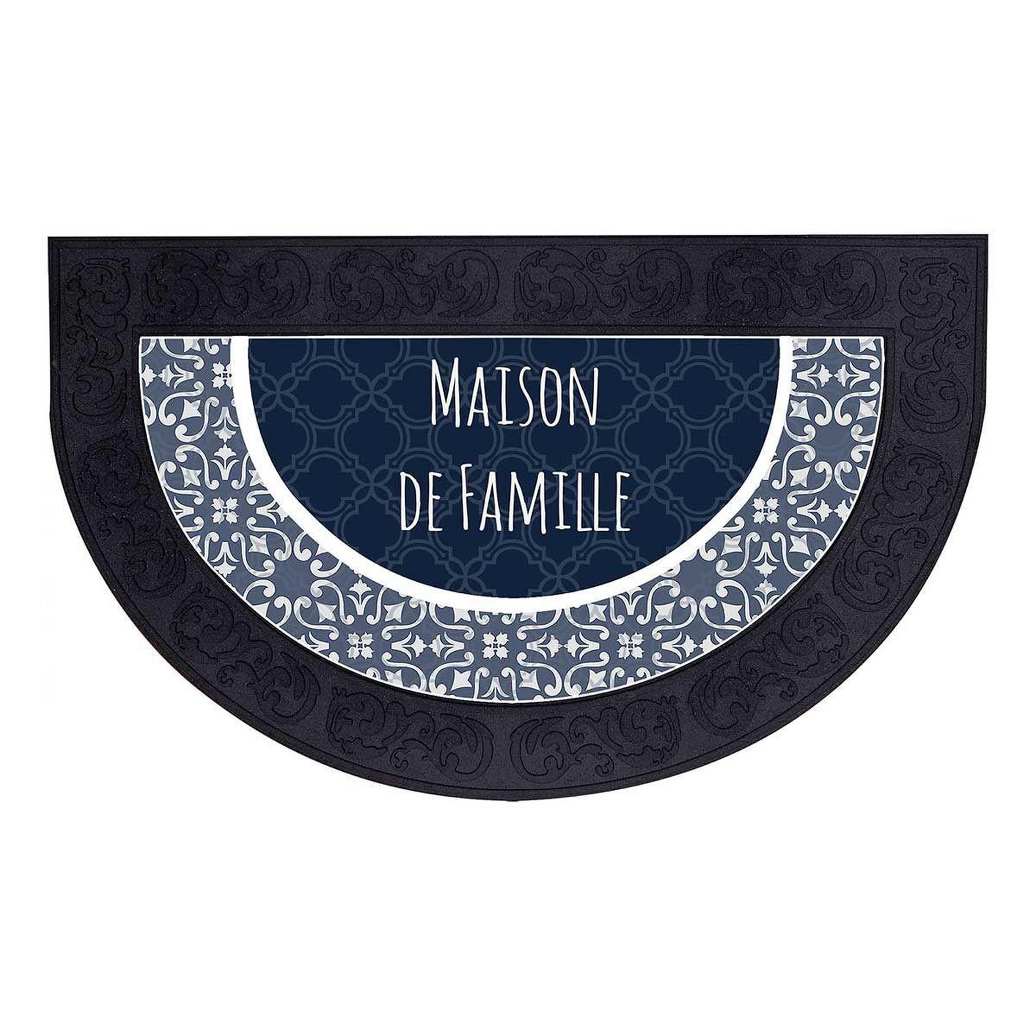 Douceur d'Intérieur Tapis d'Entrée Demi-Lune  Eltea  45x75cm Noir & Bleu