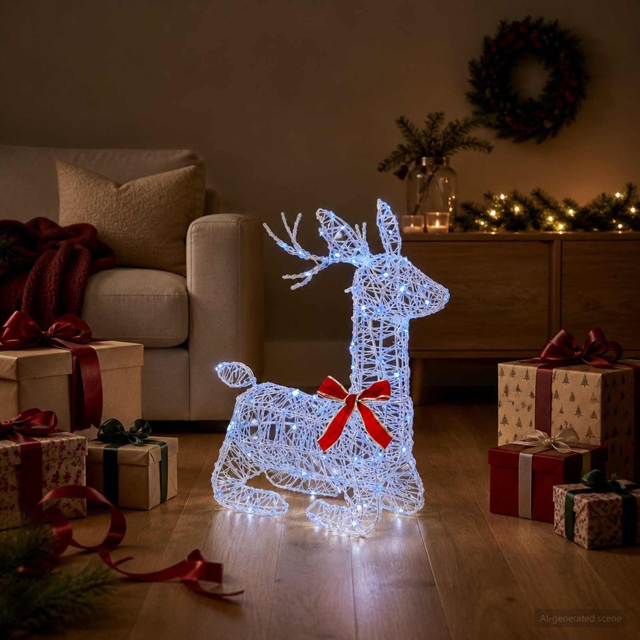Voir la diapositive 4 : VIDAXL Renne de Noël 3D LOVIISA 140 LED Bleu 55 x 22 x 63 cm