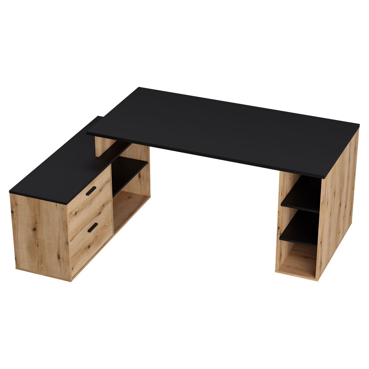 Bureau d'angle 3 tiroirs et rangements L183cm ESTEBAN