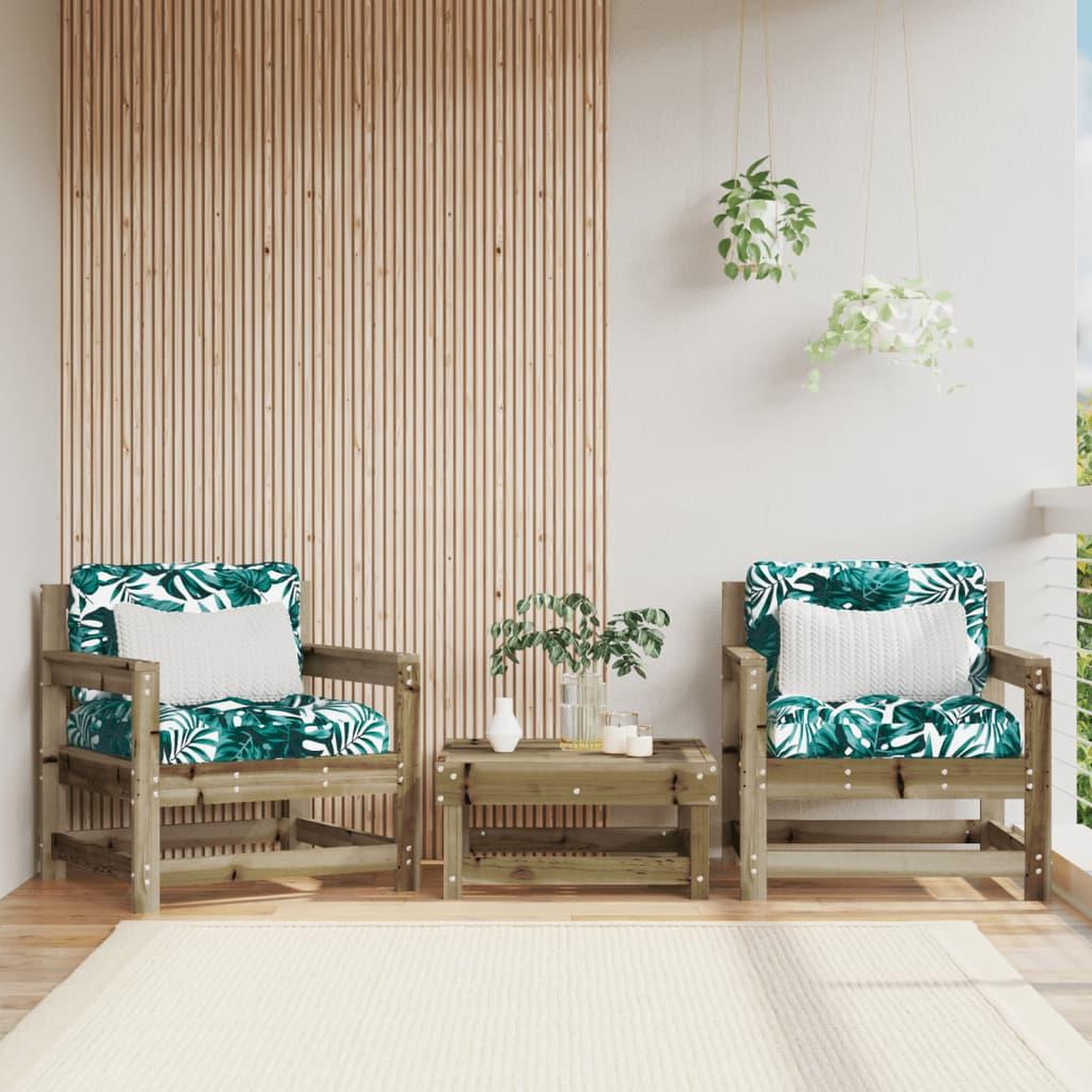 VIDAXL Chaises de jardin avec coussins lot de 2 bois de pin impregne