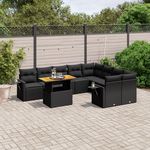VIDAXL Salon de jardin 10 pcs avec coussins noir resine tressee