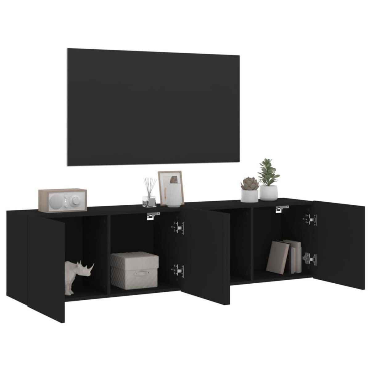 VIDAXL Meubles TV muraux 2 pcs noir 80x30x41 cm