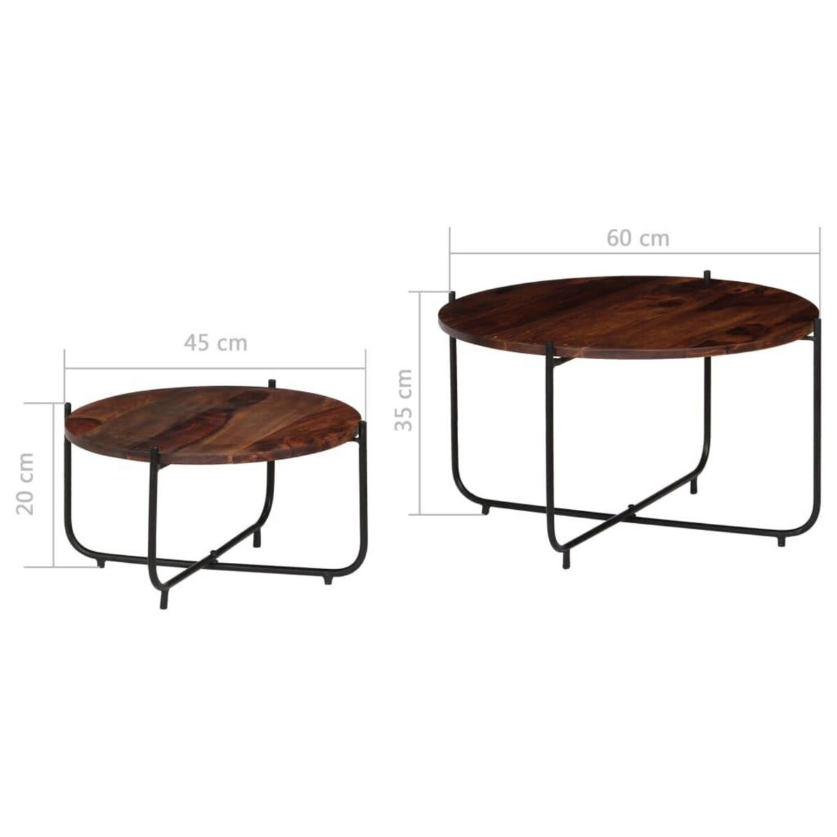 VIDAXL Ensemble de table basse 2 pcs Bois massif 60x35 cm