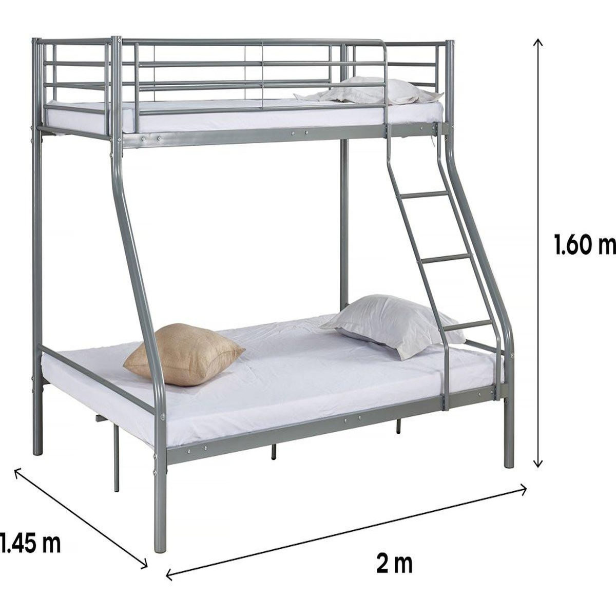 Habitat et Jardin Lit superposé en métal  Leo  Sommiers inclus - 90/140 x 190 cm - Gris