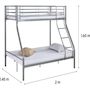 Voir la diapositive 3 : Habitat et Jardin Lit superposé en métal  Leo  Sommiers inclus - 90/140 x 190 cm - Gris