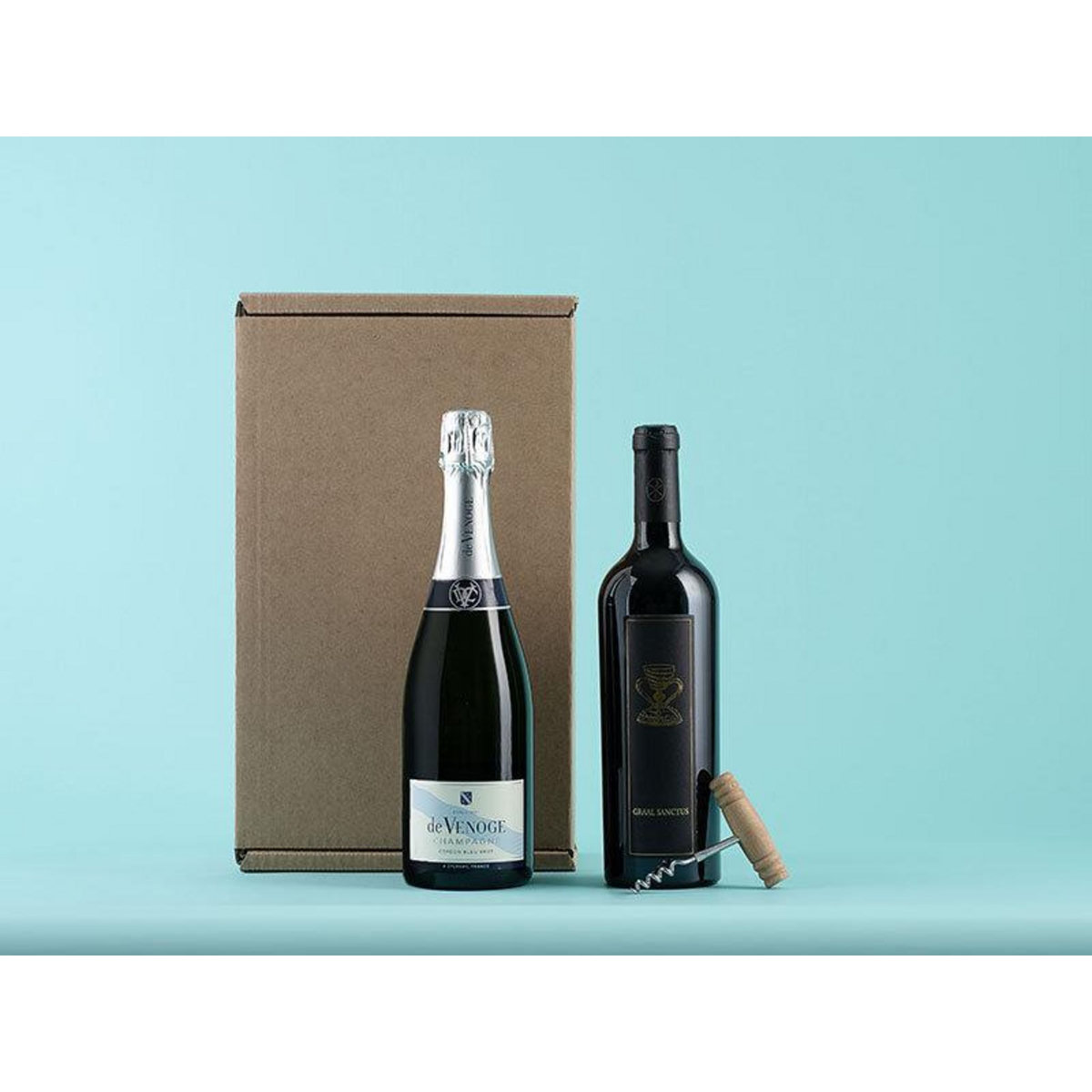 Smartbox Coffret de 2 bouteilles : vin rouge et champagne livrés à domicile - Coffret Cadeau Gastronomie