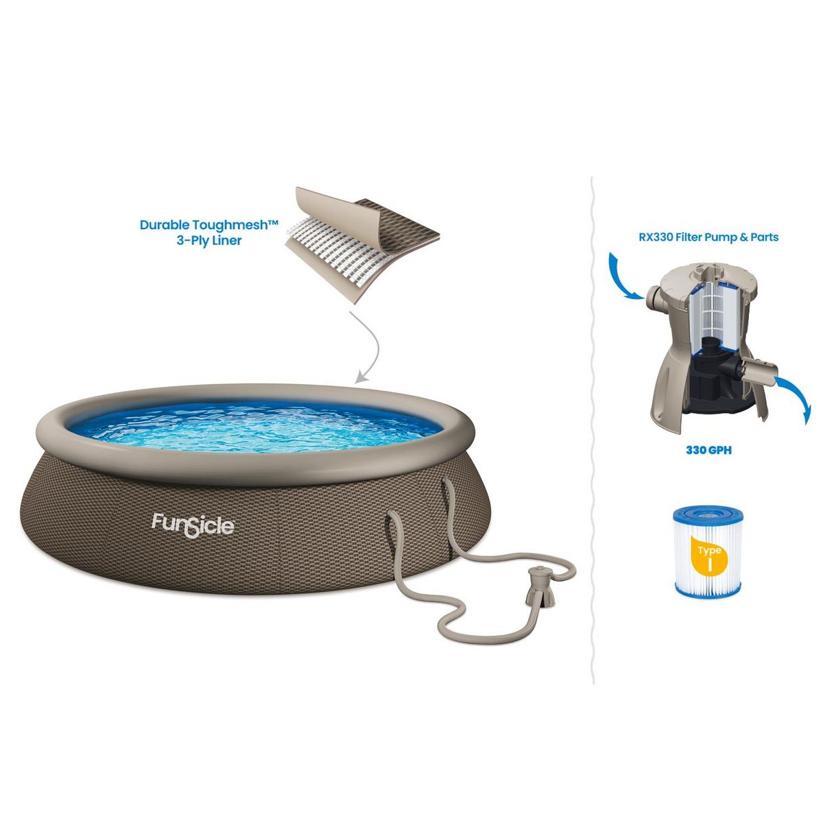 FUNSICLE Piscine autostable Funsicle QuickSet Designer™ Pool  Ø3,66m x h 76cm