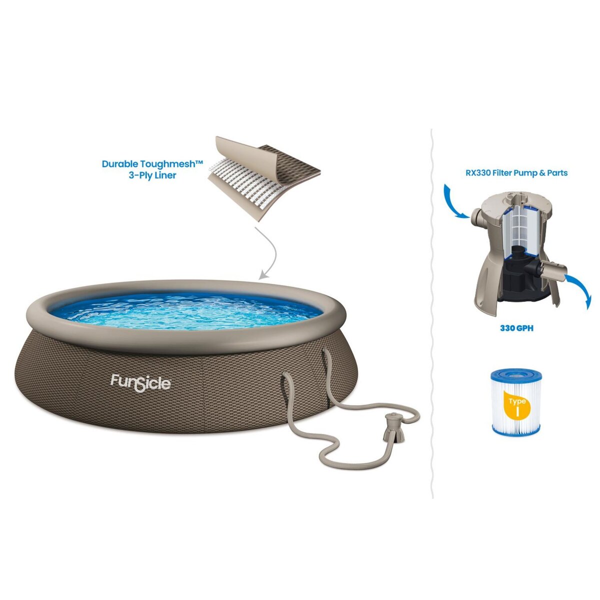 FUNSICLE Piscine autostable Funsicle QuickSet Designer™ Pool  Ø3,66m x h 76cm