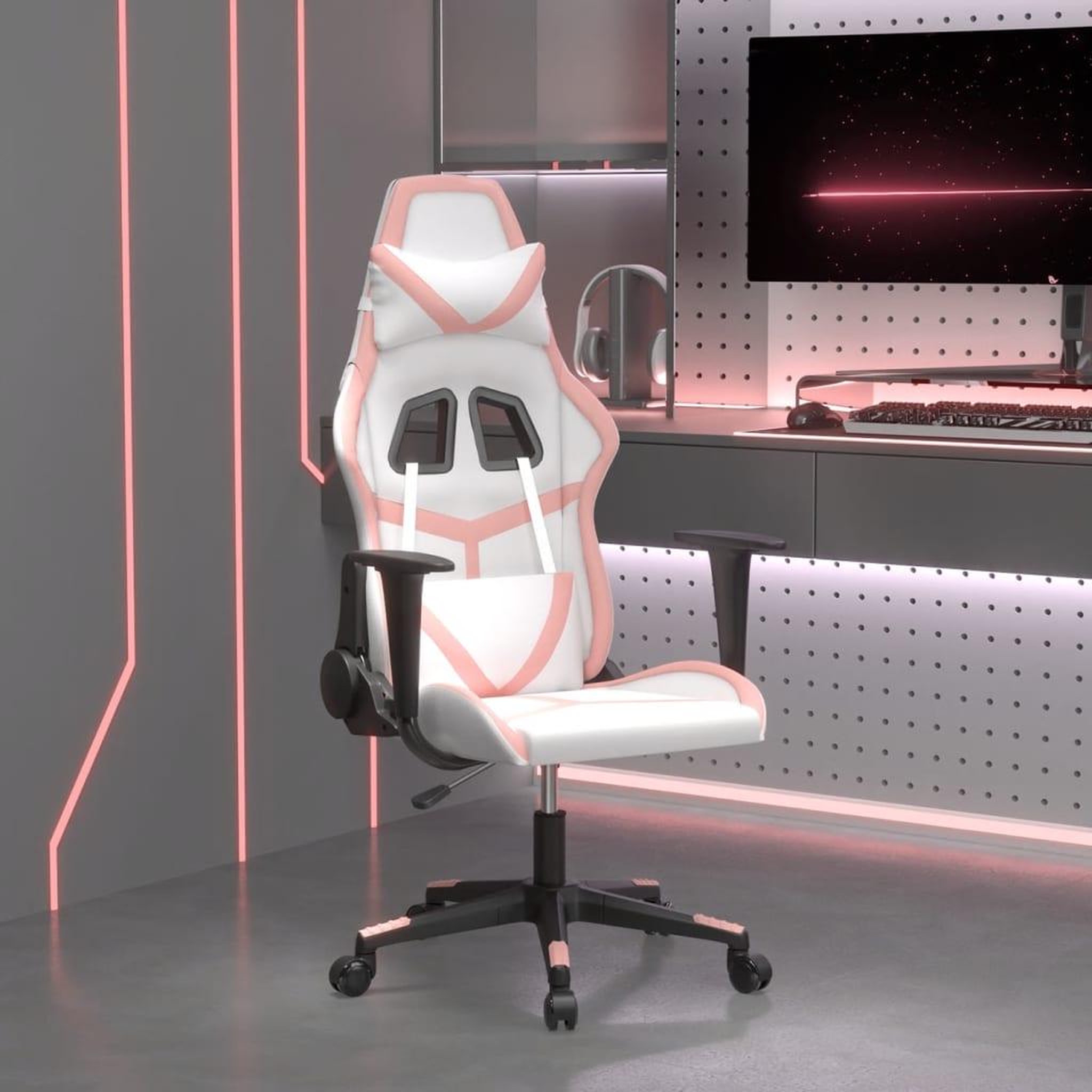 VIDAXL Chaise de jeu de massage Blanc et rose Similicuir