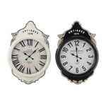 AAAAA Horloge Murale DKD Home Decor Blanc Noir Verre Fer 61 x 6 x 89 cm (2 Unités)