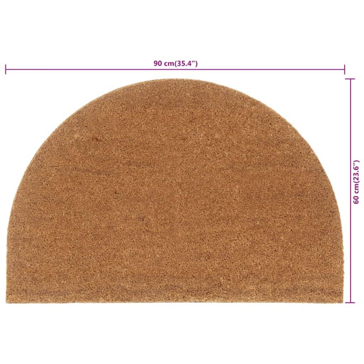 VIDAXL Tapis de porte naturel demi-rond 60x90cm fibre de coco touffete