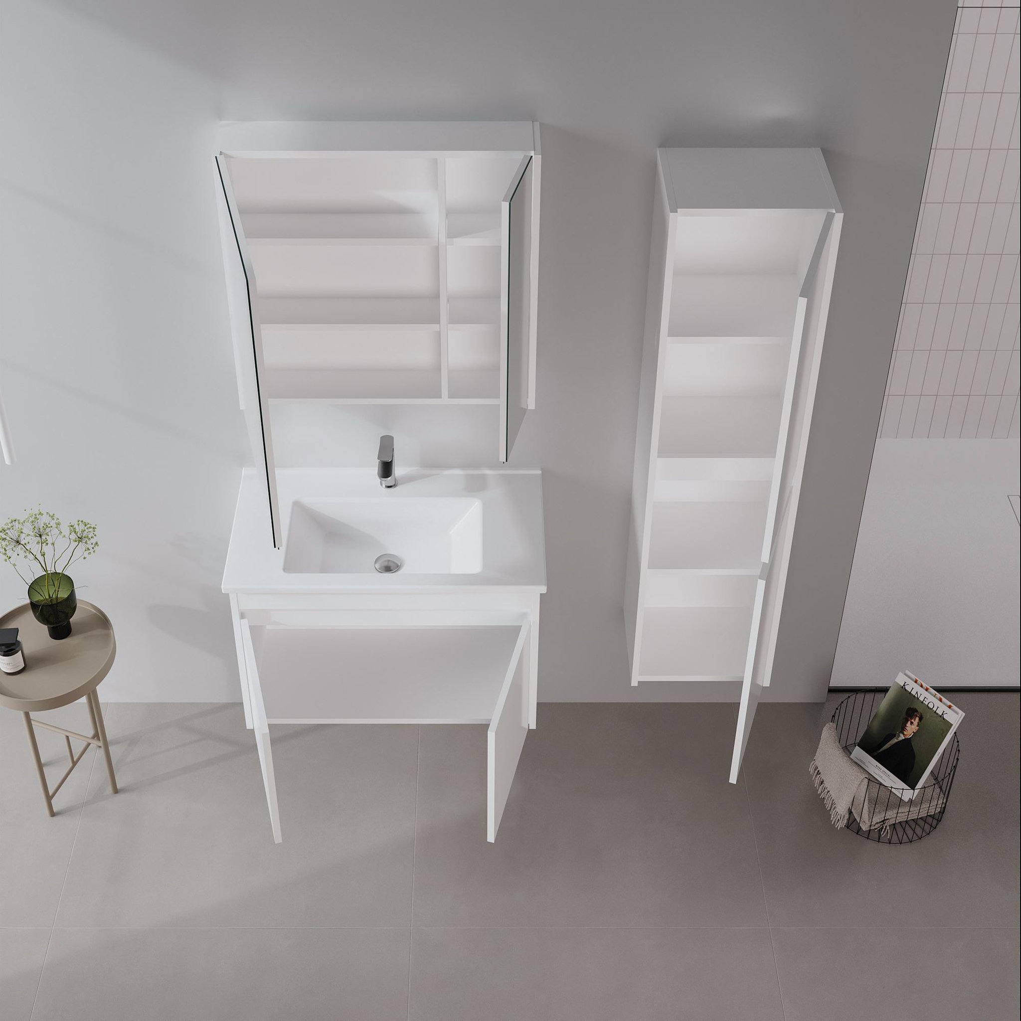 Voir la diapositive 3 : Habitat et Jardin Meuble Salle de Bain avec Miroir  Arno 80  - 79 x 16 x 66 cm - White