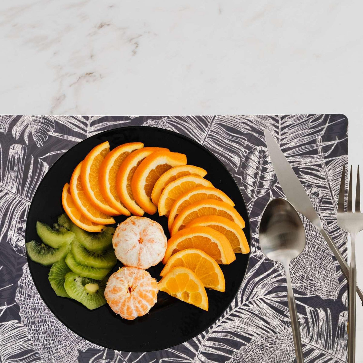 HABITABLE Lot de 6 sets de table Vitali - 28 x 43 cm - Argent