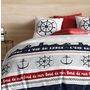Voir la diapositive 2 : Les Ateliers du Linge Parure de housse de couette 100% coton 57fils babord