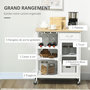 Voir la diapositive 4 : HOMCOM Desserte de cuisine multi-rangement - porte acrylique poignées métal MDF blanc aspect bambou