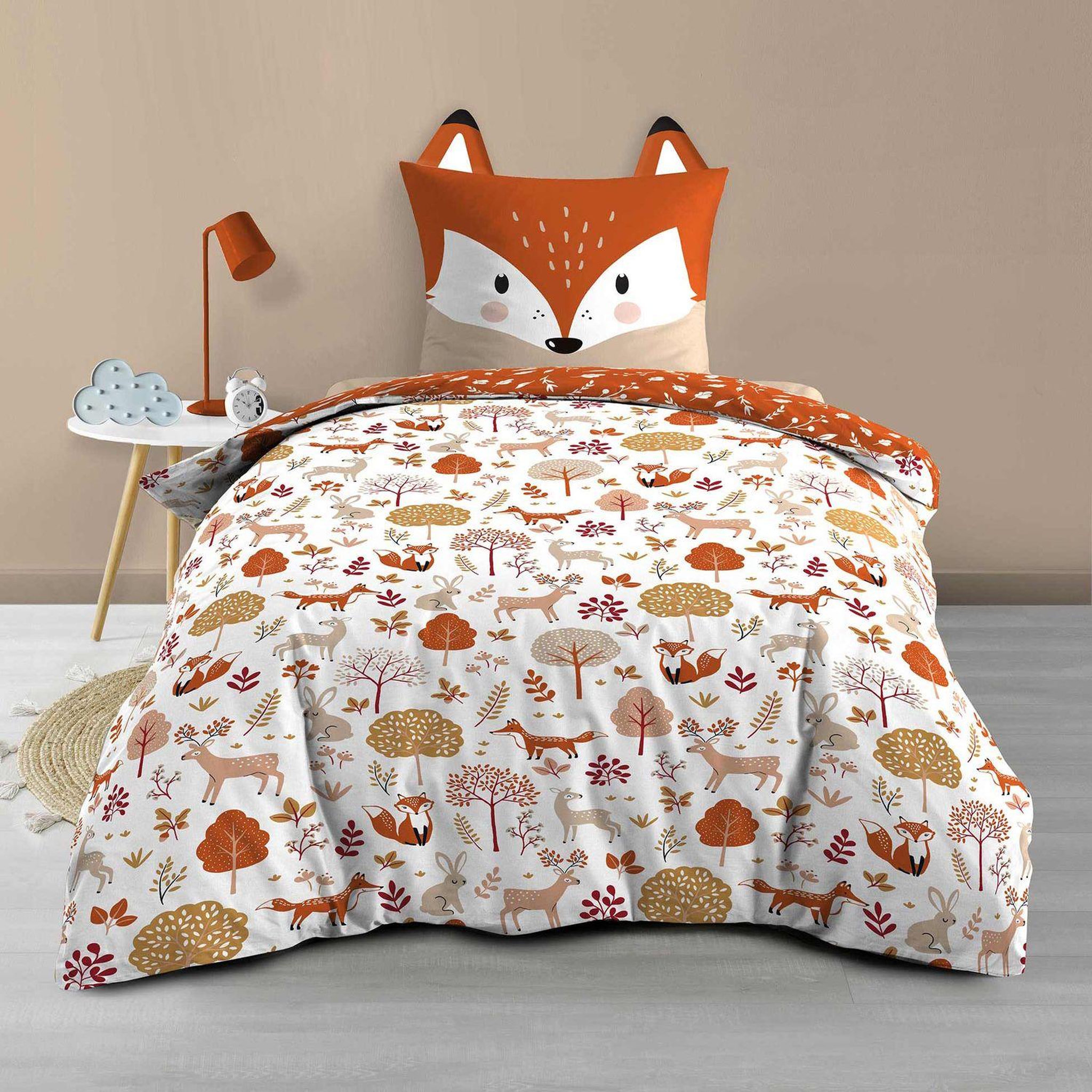 Voir la diapositive 2 : Douceur d'Intérieur Parure de lit enfant réversible ROXY - Coton 42 fils/cm² - 140 x 200 cm - Marron