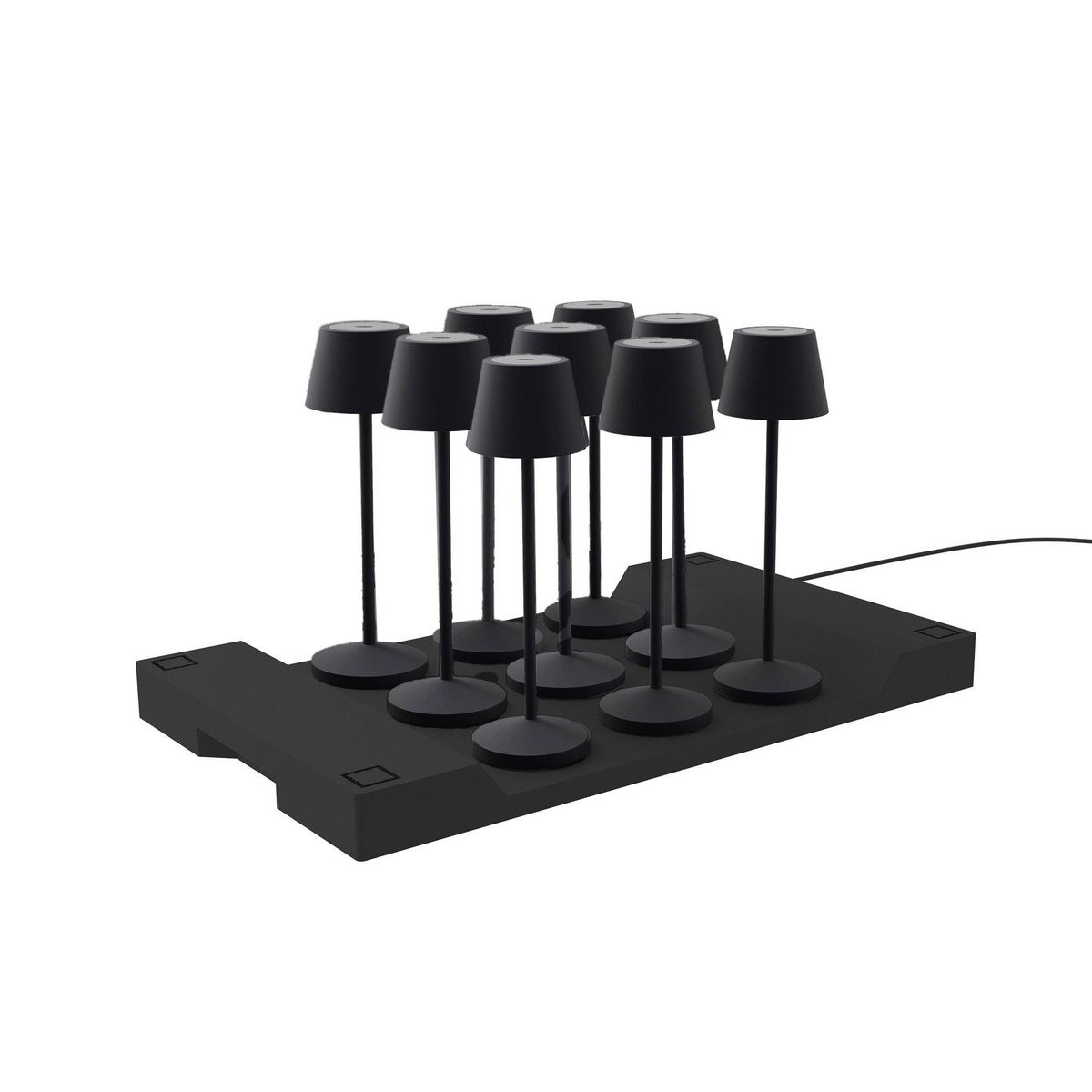 Lumisky 9 lampes avec plateau de chargement EMILY Noir Aluminium H25CM