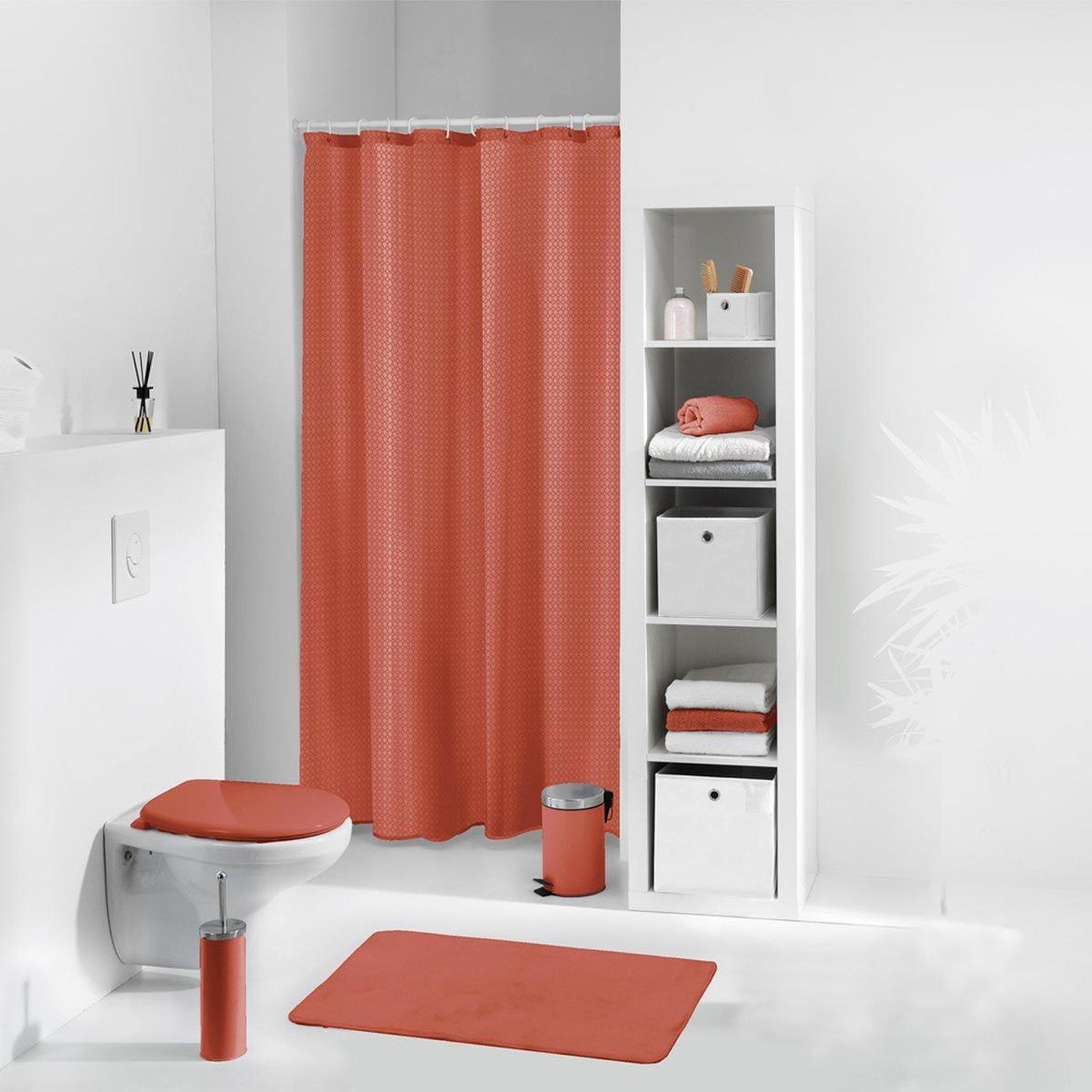 Douceur d'Intérieur Rideau de douche  quartz  180x200cm terracotta