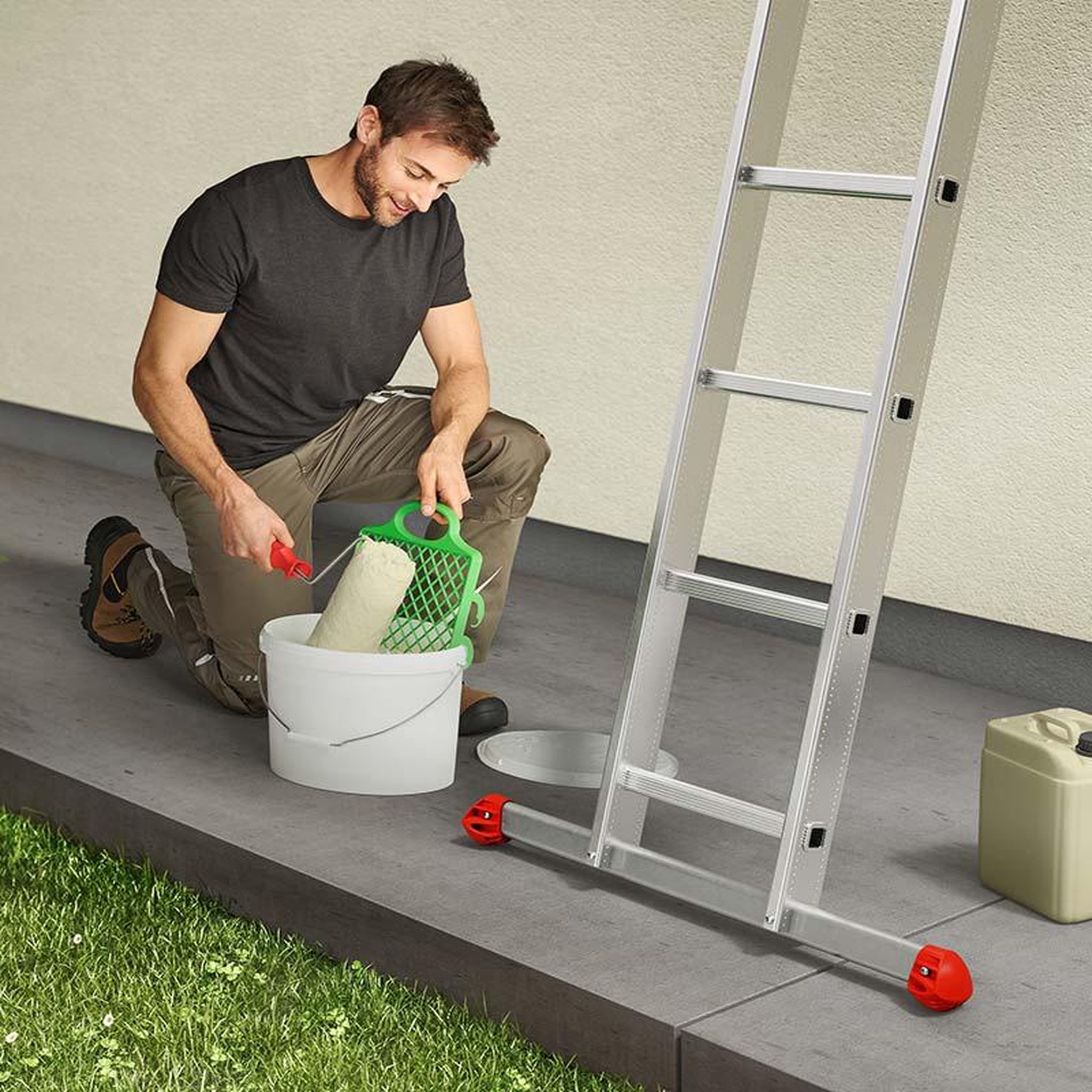 Voir la diapositive 4 : HAILO Echelle simple 12 échelons 3,4m/4,3m en alu professionnelle Hailo ProfiStep Uno