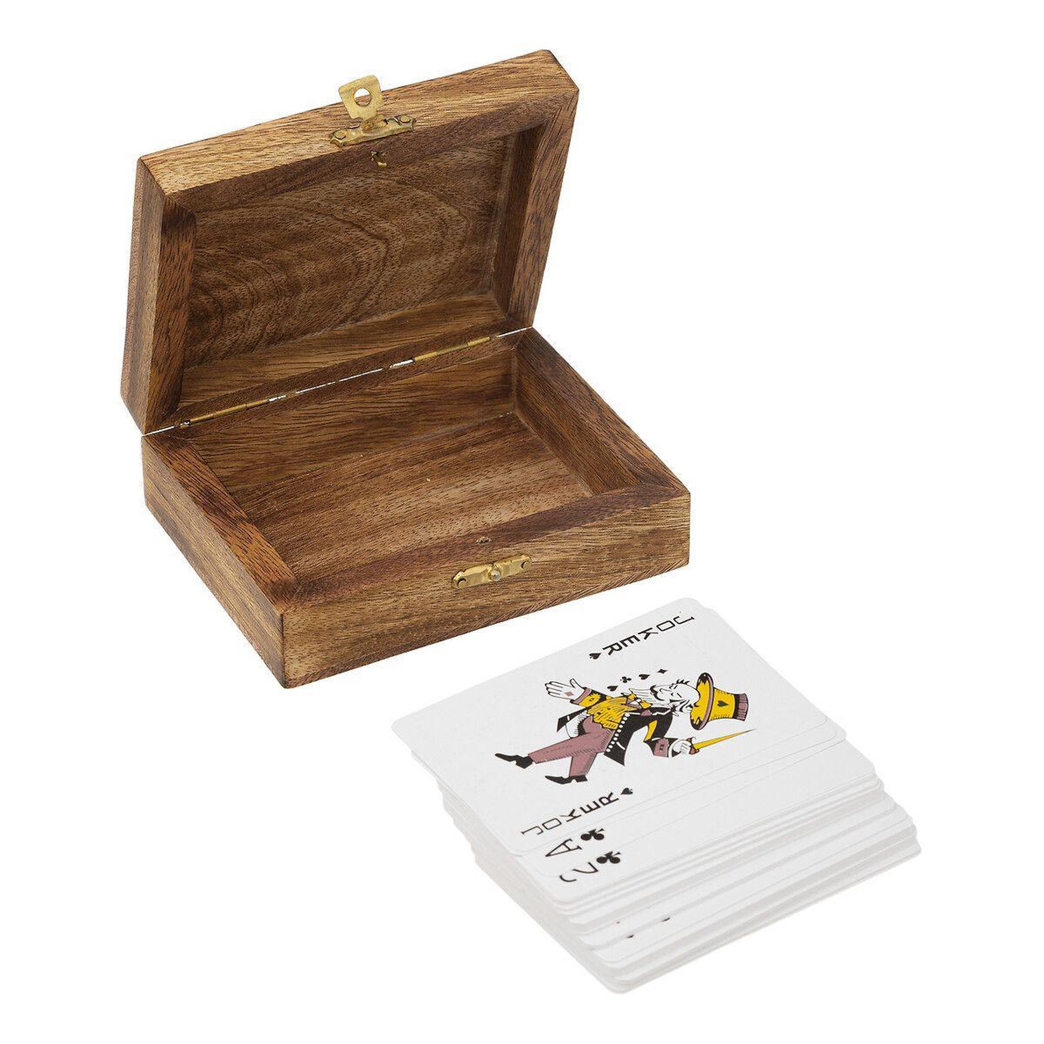 Voir la diapositive 2 : ATMOSPHERA Jeu de cartes en bois  odile  11cm marron