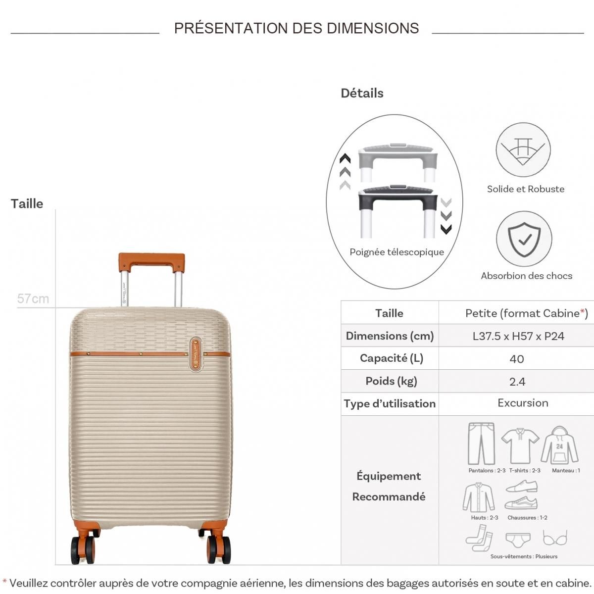 Bleucerise Valise cabine rigide Travel Light TSA 57cm Polypropylène