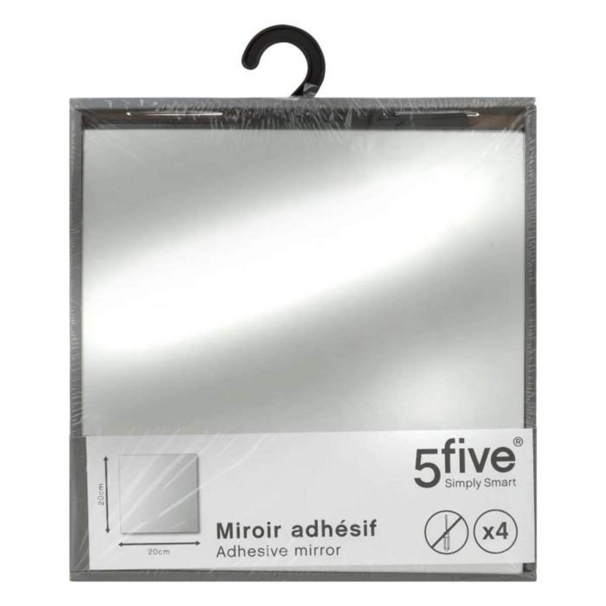 ATMOSPHERA Lot de 4 Miroirs Adhésifs  Carré  20x20cm Argent