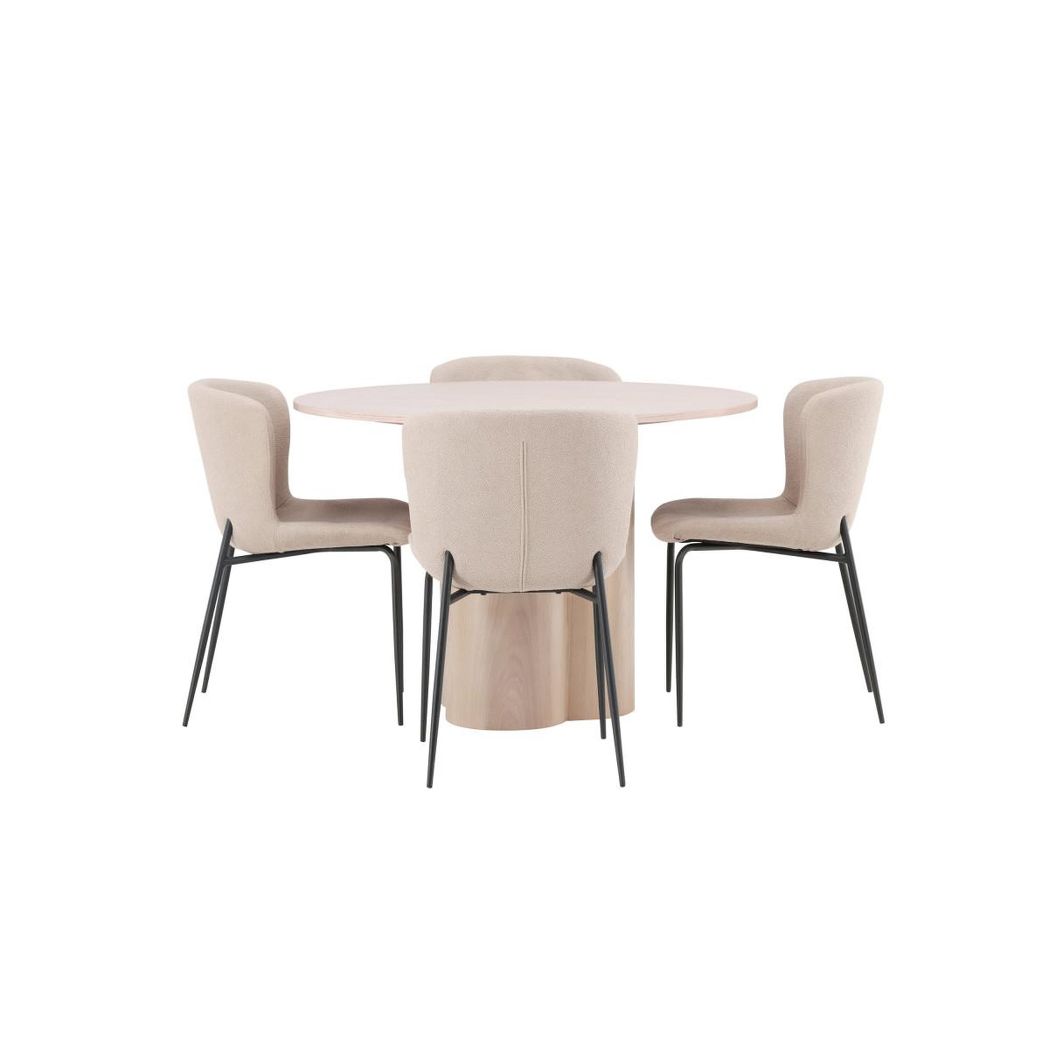 Voir la diapositive 2 : Paris Prix Ensemble table à manger & 4 chaises  olivia & modesto  110cm naturel & beige
