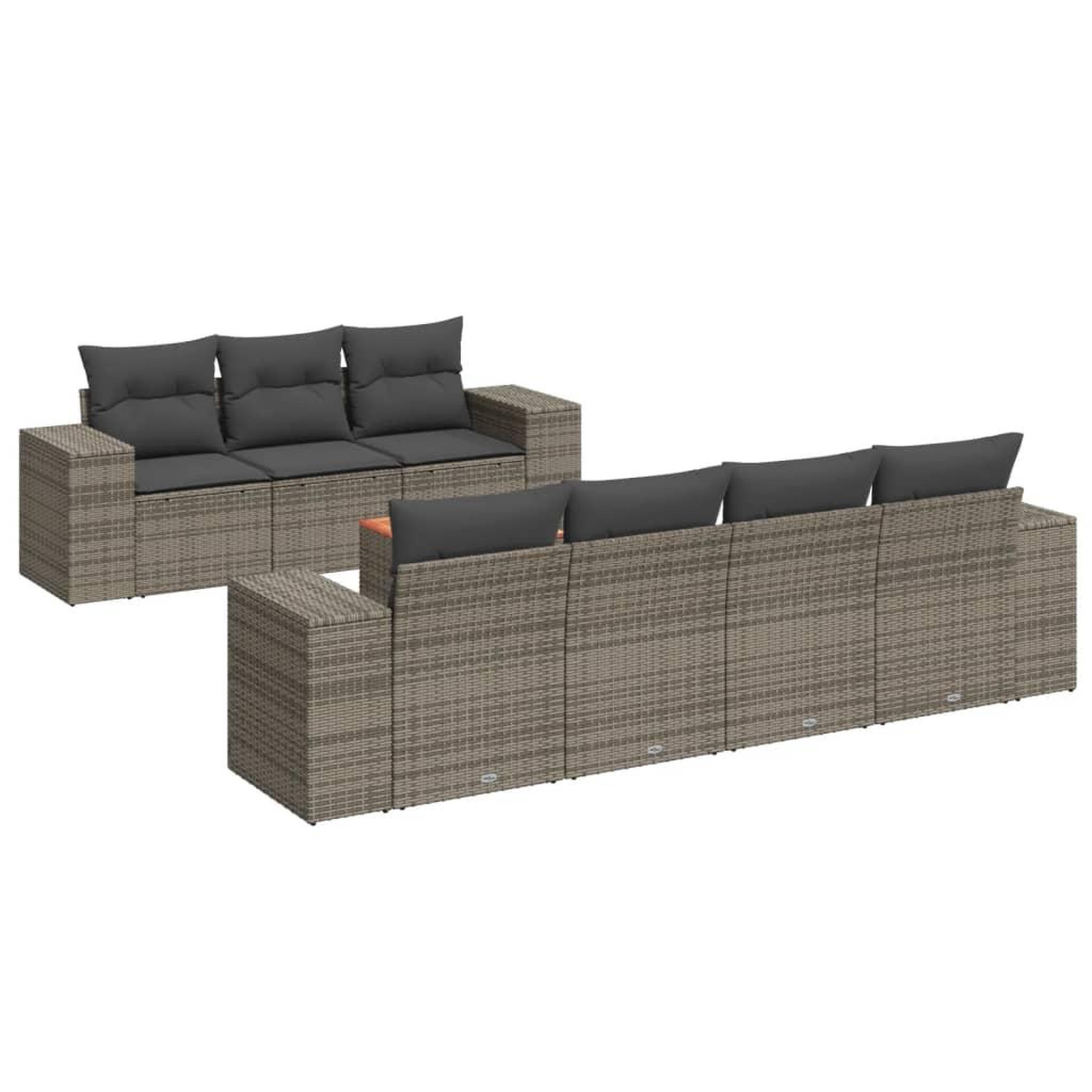 Voir la diapositive 2 : VIDAXL Salon de jardin 8 pcs avec coussins gris resine tressee