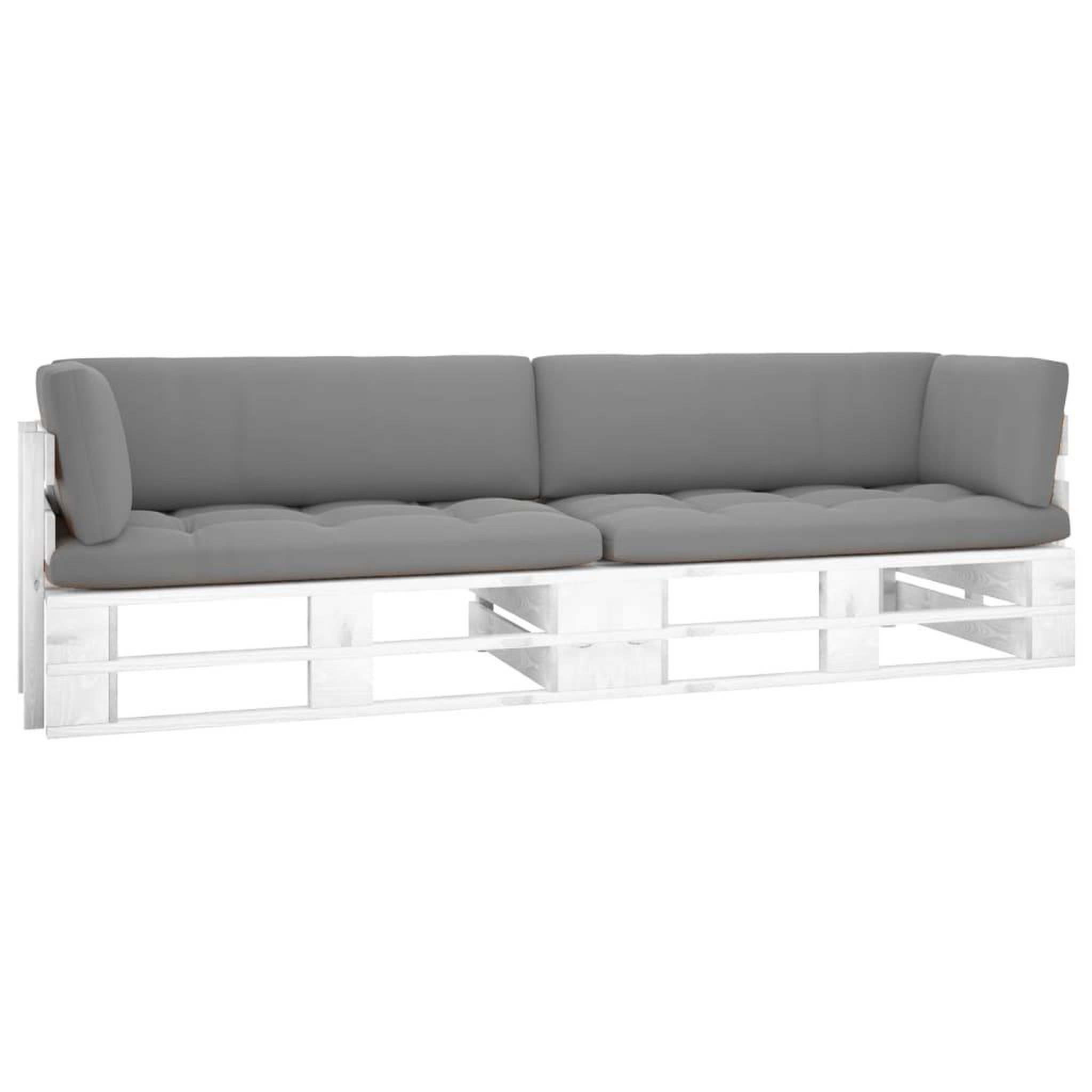 VIDAXL Canape palette 2 places avec coussins pin impregne de blanc