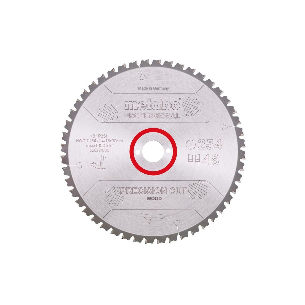 METABO SAS Lame  Precision Cut Wood  HW/CT 254x30, 48 WZ -5° pour scie circulaire