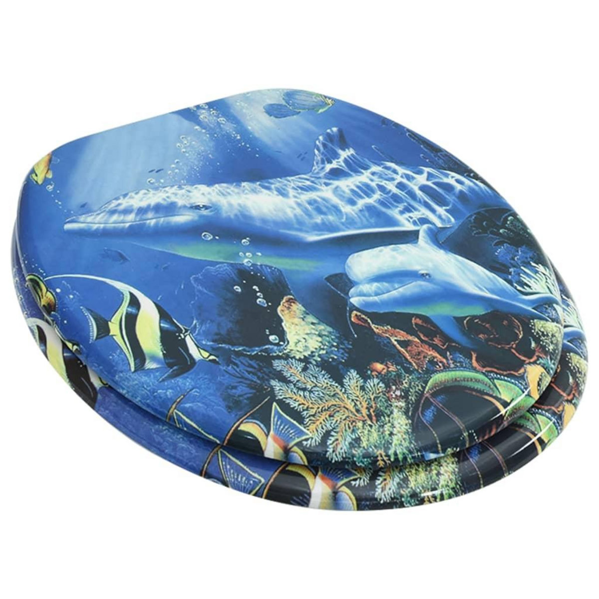 VIDAXL Siege de toilette avec Couvercle MDF Dauphins