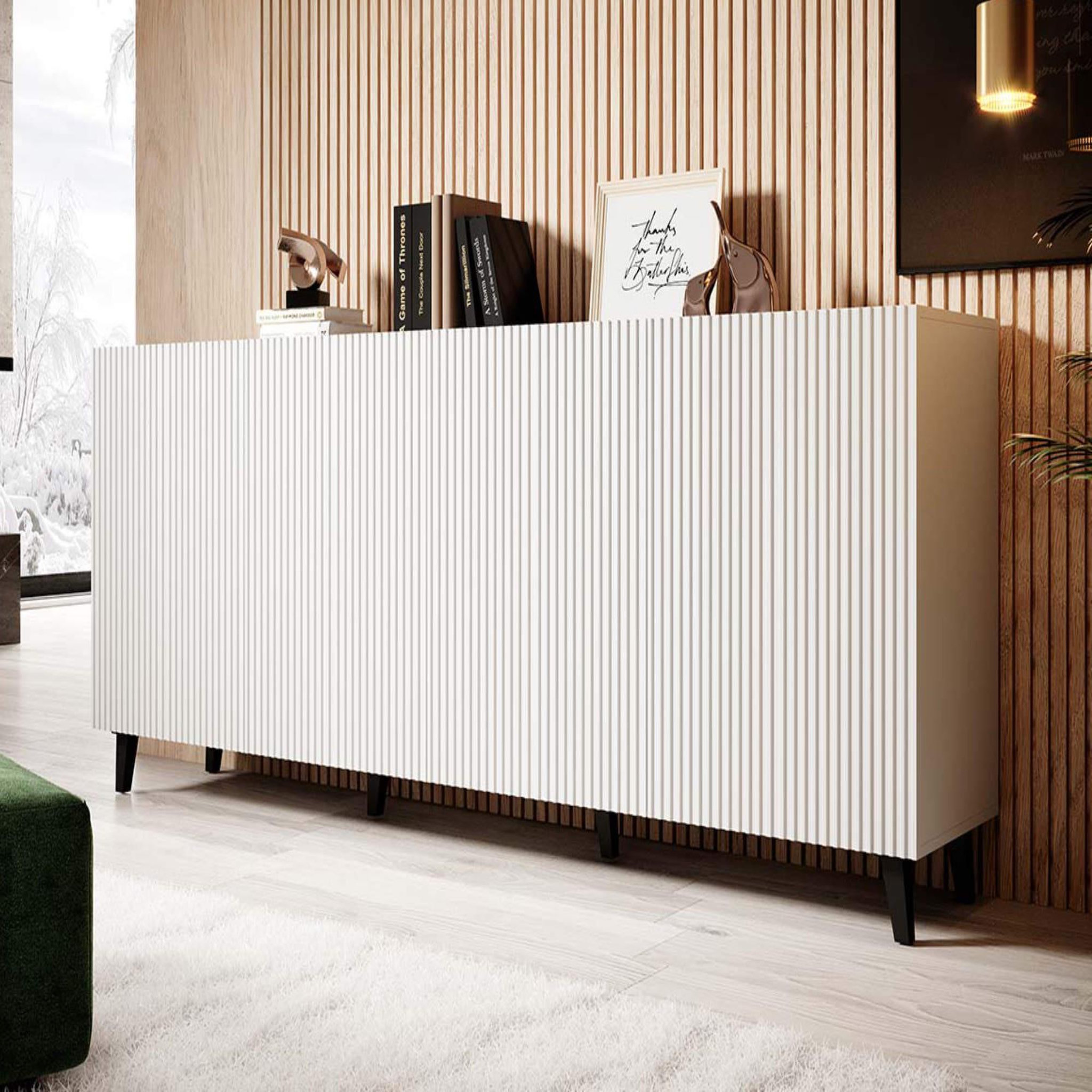 BEST MOBILIER Sanna - buffet bas - 4 portes - 200 cm. Coloris disponibles : Bicolore