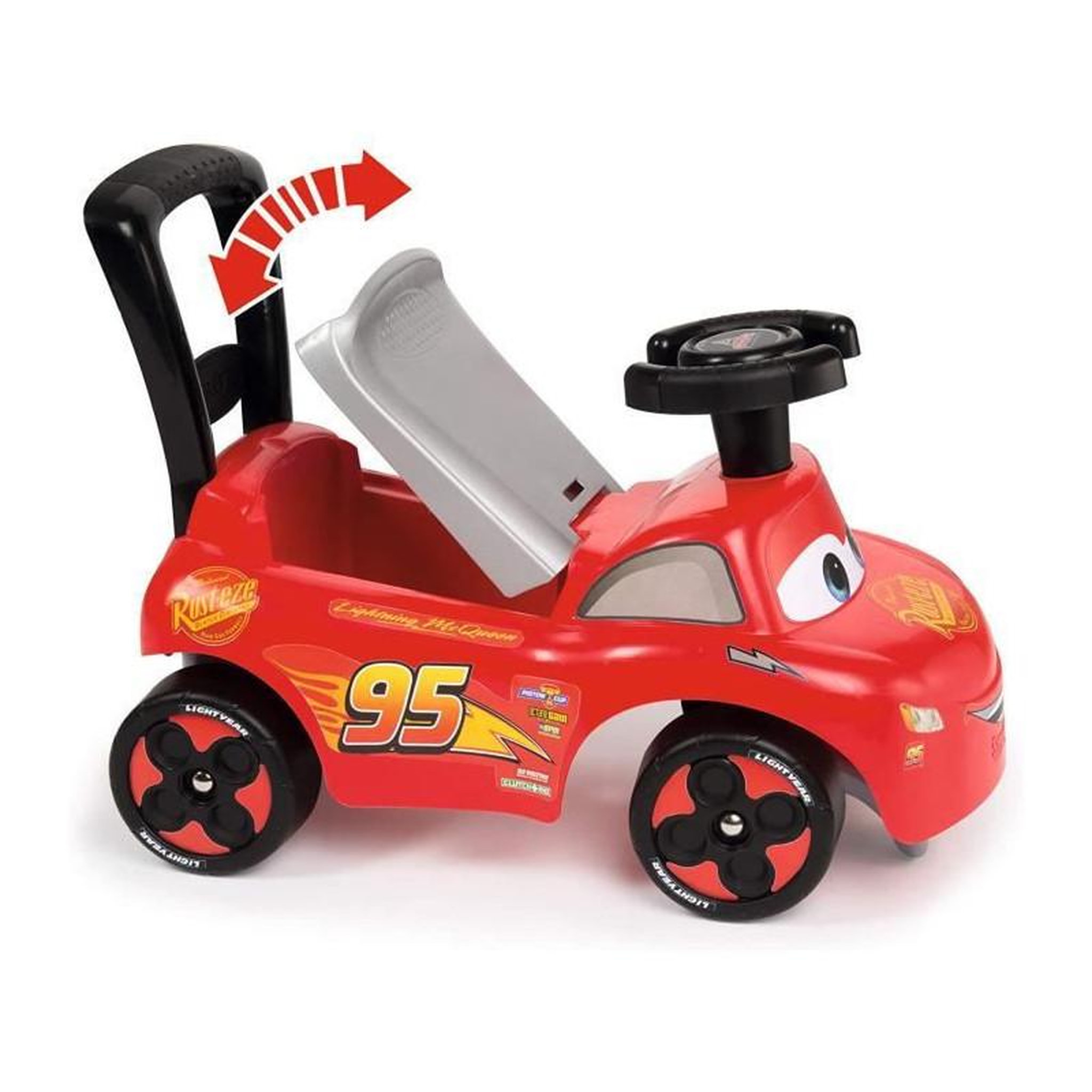 Voir la diapositive 4 : SMOBY Smoby - Cars - Porteur Auto - Fonction Trotteur - Volant Directionnel - Pour Enfant Des 10 Mois - Coffre a Jouets - 720534