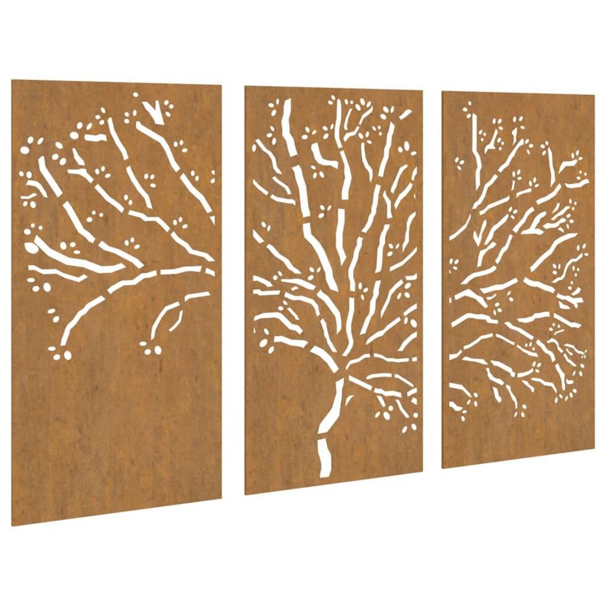 VIDAXL Decorations murales jardin 3 pcs 105x55 cm design d'arbre acier